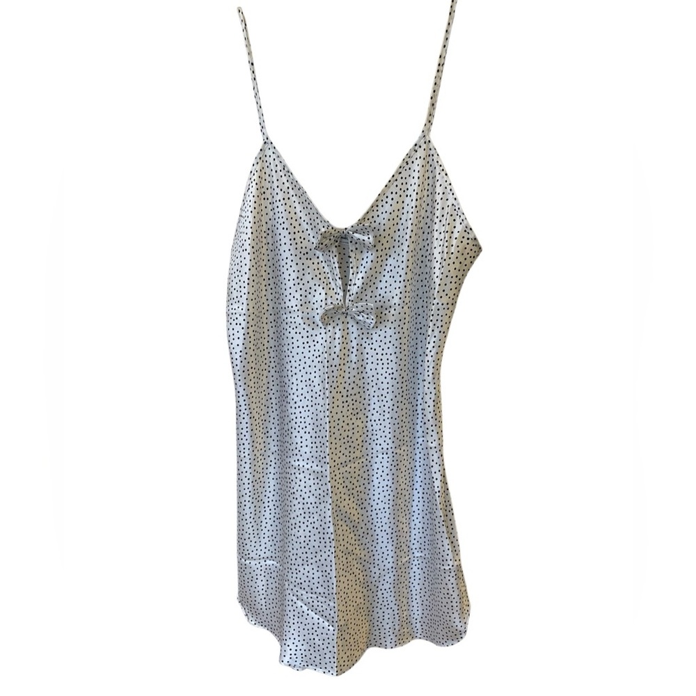 Intimate Affair California Slip Lingerie Dress w/ Polka Dots & Ties - Vintage